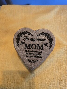 Heart-Shaped To My Mom' Keepsake Box - Sparkling Silver 3x2 Engraved And Painted
